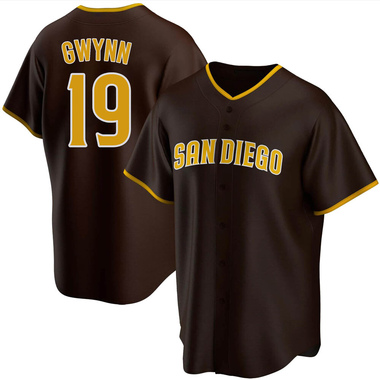 Men's Mitchell and Ness Tony Gwynn San Diego Padres Replica White/Blue  Strip Throwback Jersey